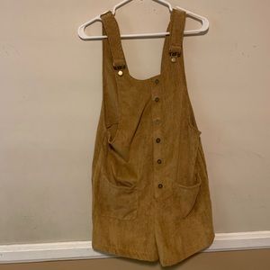 Vintage Suede Corduroy Overall Shortsuit